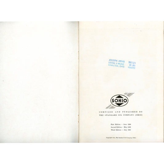 Let’s Explore Ohio – 1941 SOHIO Travel Guidebook (3rd Edition) Copyright Page