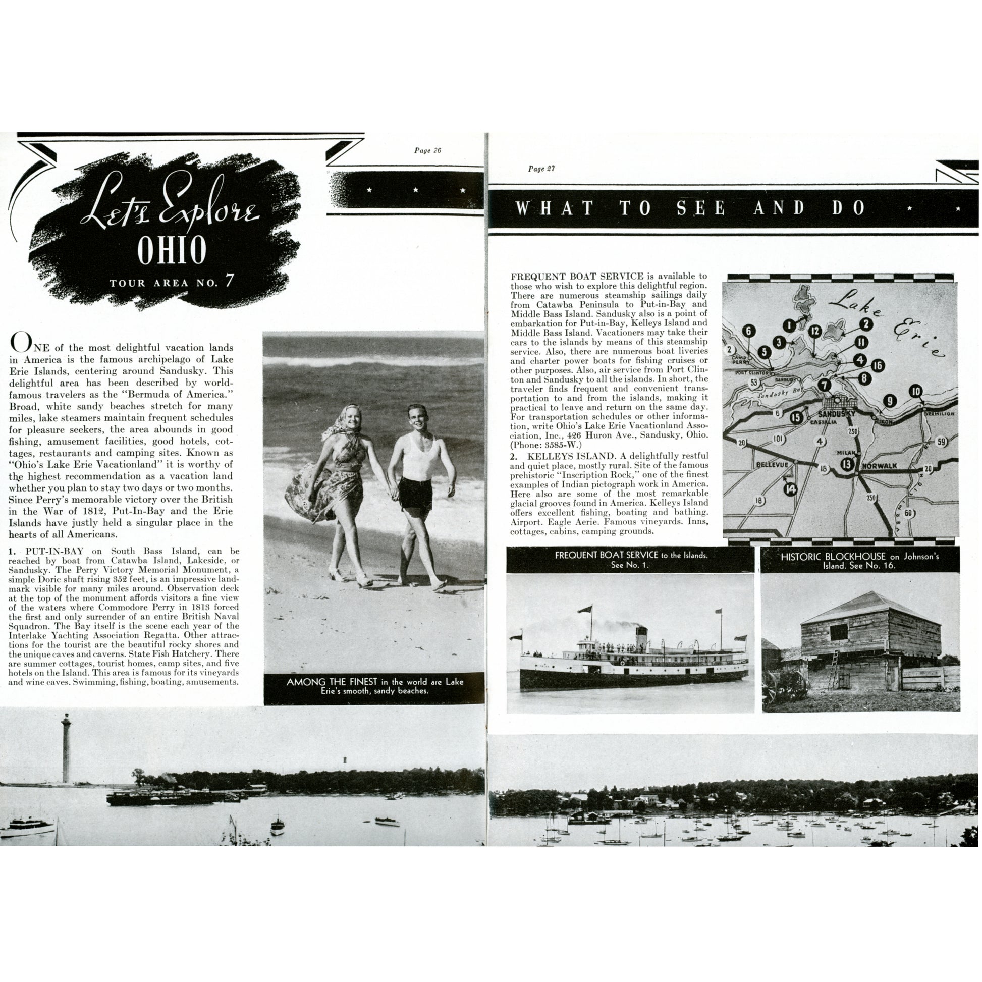 Let’s Explore Ohio – 1941 SOHIO Travel Guidebook (3rd Edition) Visit Lake Erie