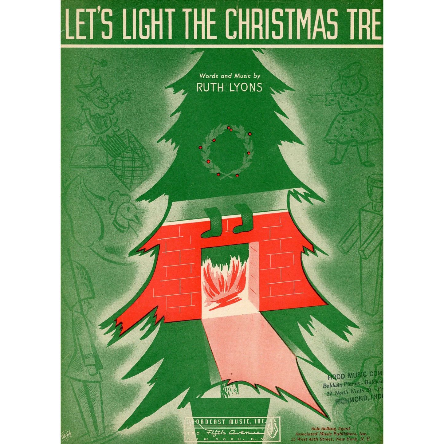 LET'S LIGHT THE CHRISTMAS TREE Vintage Sheet Music by Ruth Lyons 