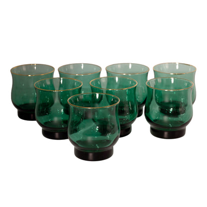 Vintage Libbey Tulip Dark Green Old Fashioned Glasses – Set of 8