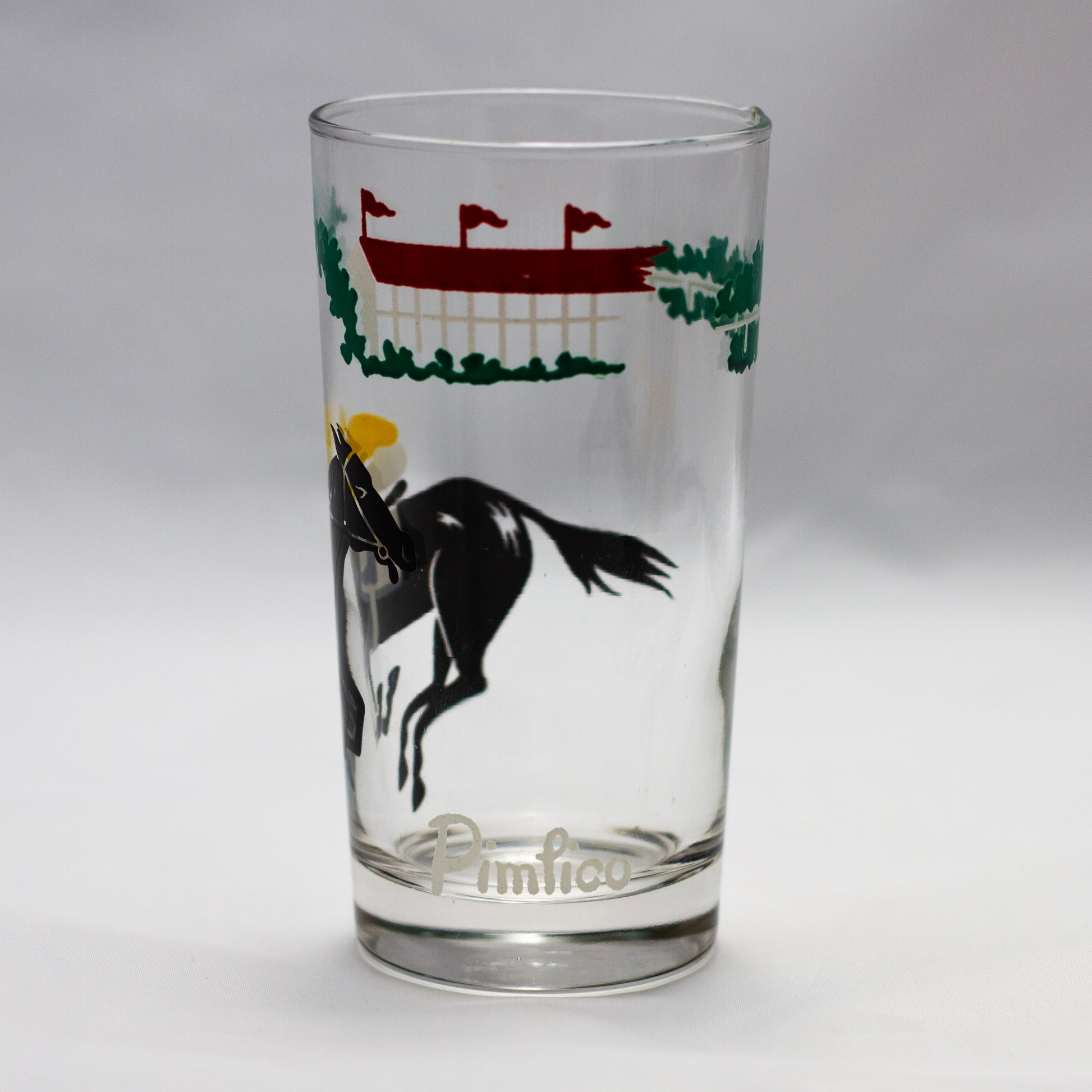 Libbey Safedge Jockey Club Horse Racing Pimlico Glass Back