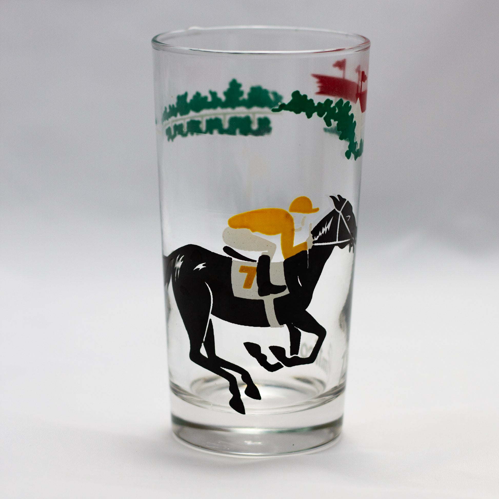 Libbey Safedge Jockey Club Horse Racing Pimlico Glass Front