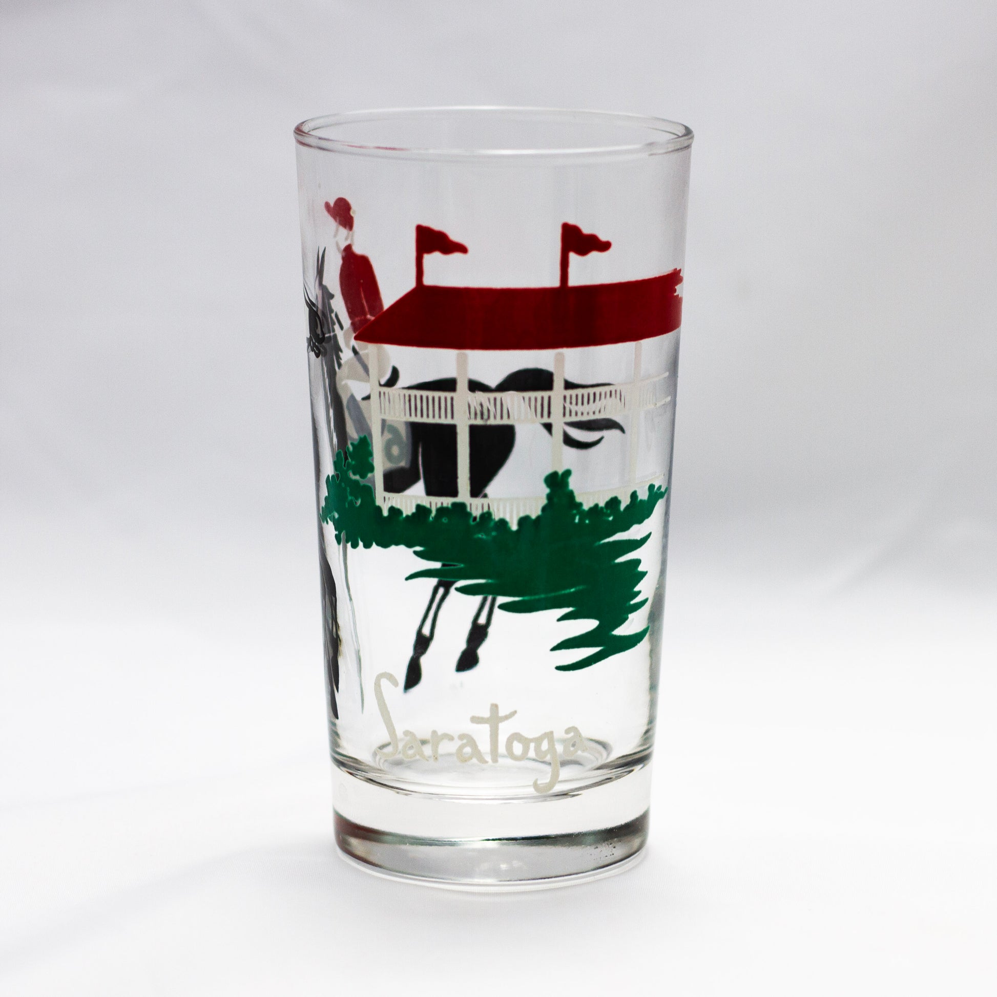 Libbey Safedge Jockey Club Horse Racing Saratoga Glass Back
