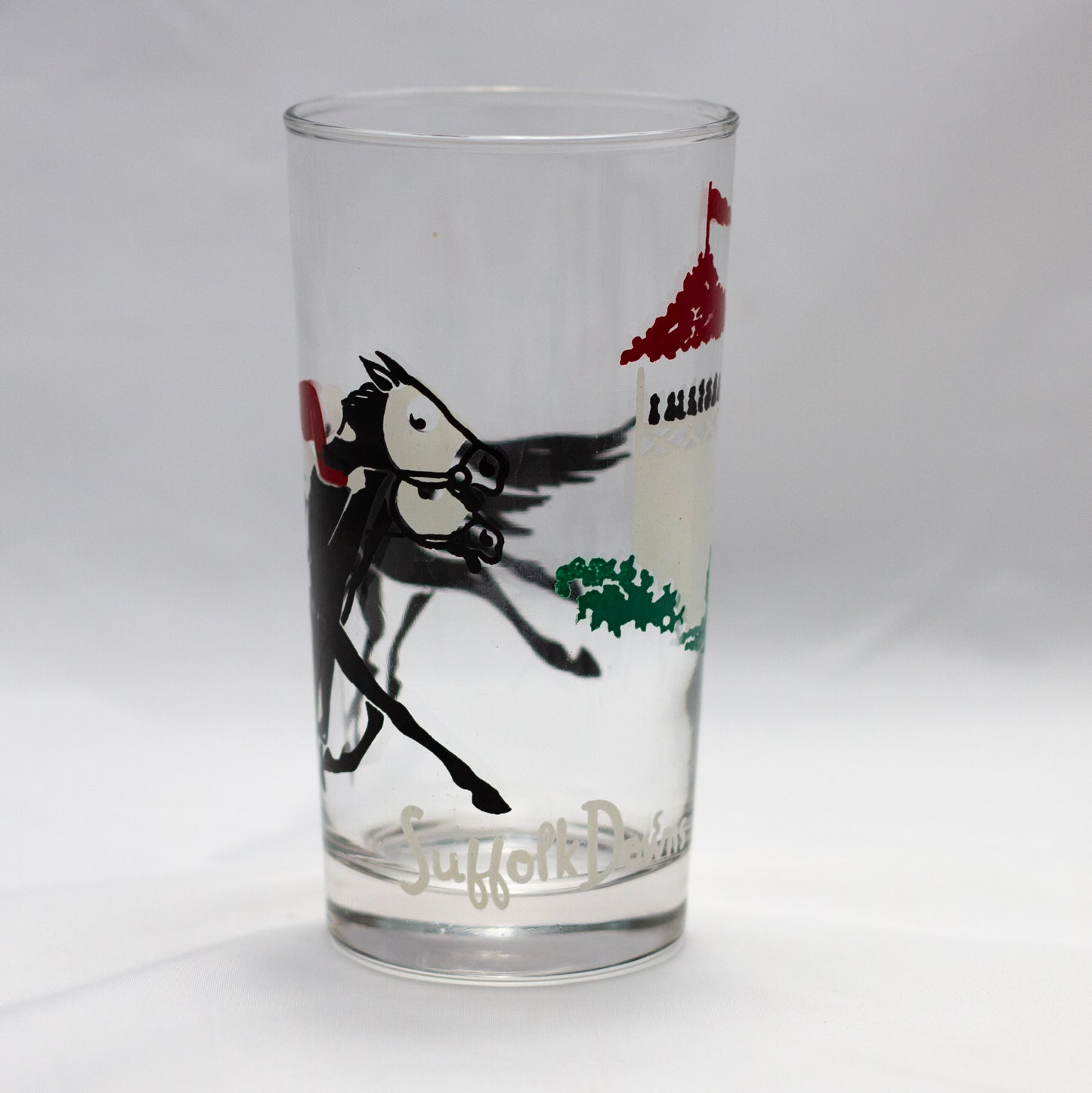 Libbey Safedge Jockey Club Horse Racing Suffolk Downs Glass Back