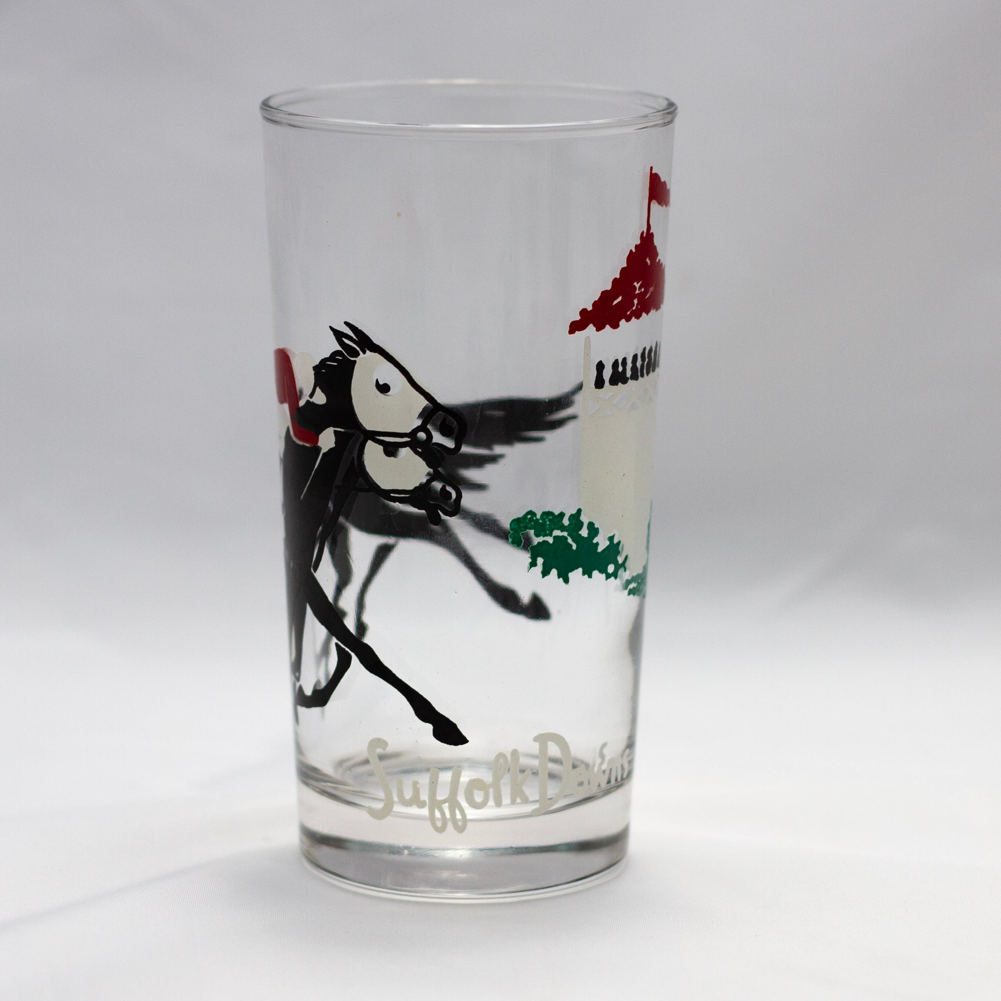 Libbey Safedge Jockey Club Horse Racing Suffolk Downs Glass Back