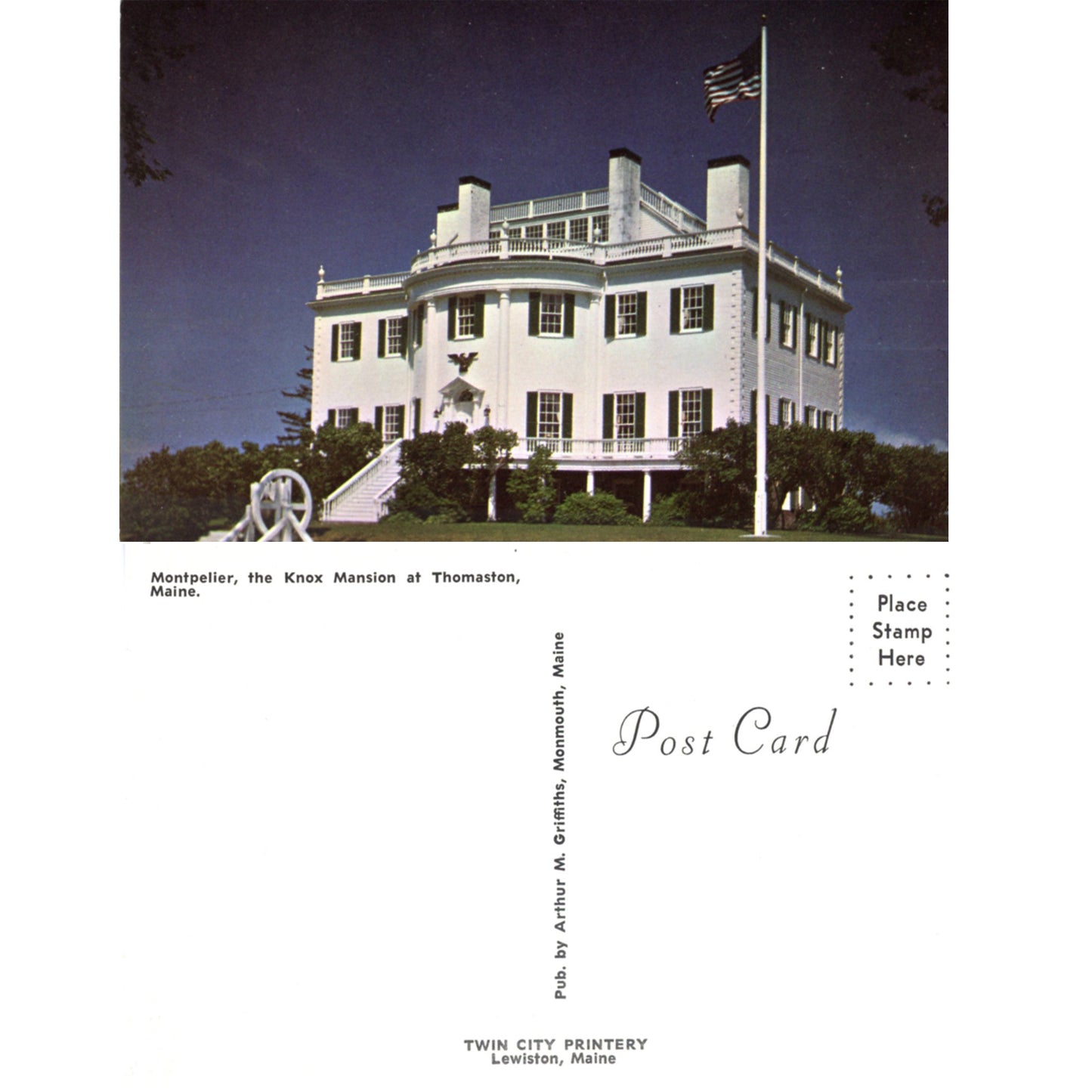 Montpelier Knox Mansion Thomaston Maine | Vintage Exterior Postcard Front and Back