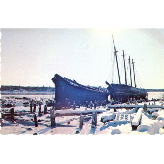 Cold Memories – Dramatic Maine Winter Maritime Scene | Vintage Chrome Postcard