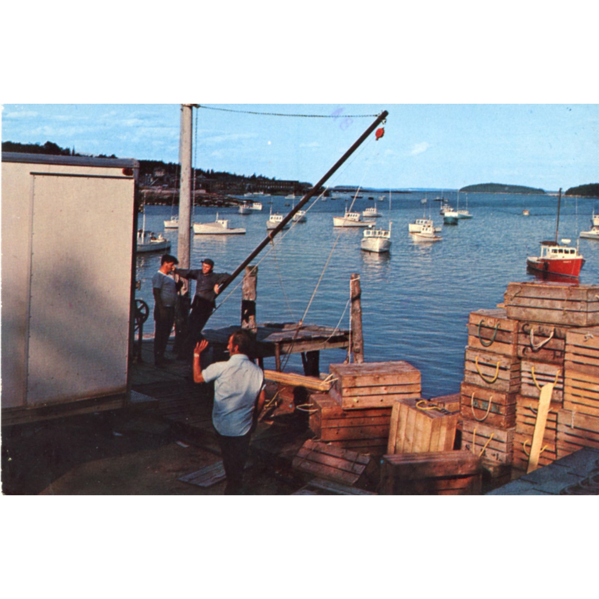 Lobstermen at Deer Island Thorofare STONINGTON MAINE Vintage Postcard ©1970's