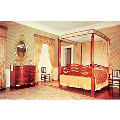 Montpelier Knox Mansion Gold Bedroom Thomaston Maine | Dexter-Henderson Vintage Chrome Postcard