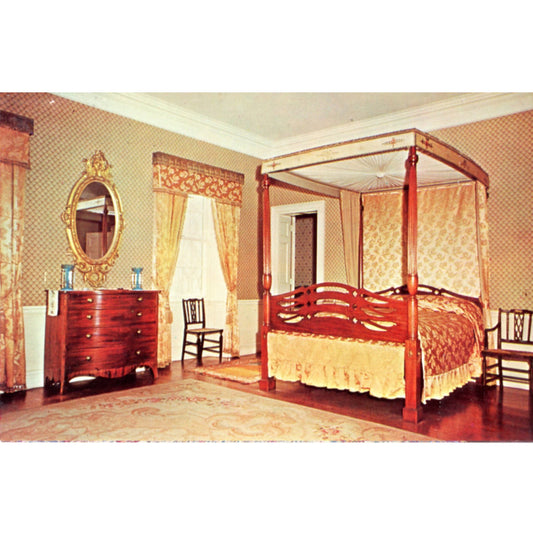 Montpelier Knox Mansion Gold Bedroom Thomaston Maine | Dexter-Henderson Vintage Chrome Postcard