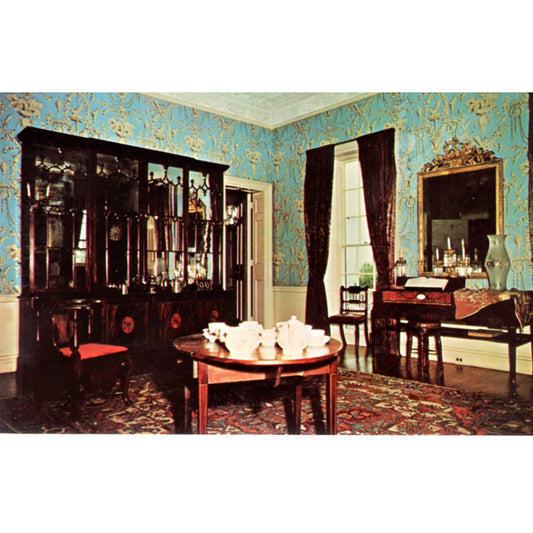 Montpelier Knox Mansion Drawing Room Bedroom Thomaston Maine | Dexter-Henderson Vintage Chrome Postcard