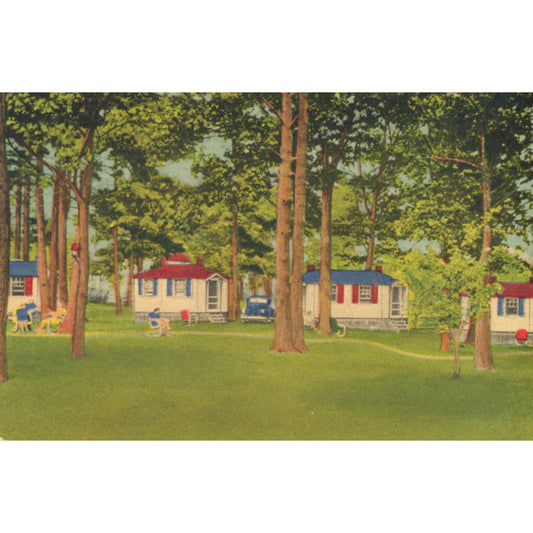 Cabines de Prospect Point SPRING LAKE MICHIGAN Carte postale vintage en lin