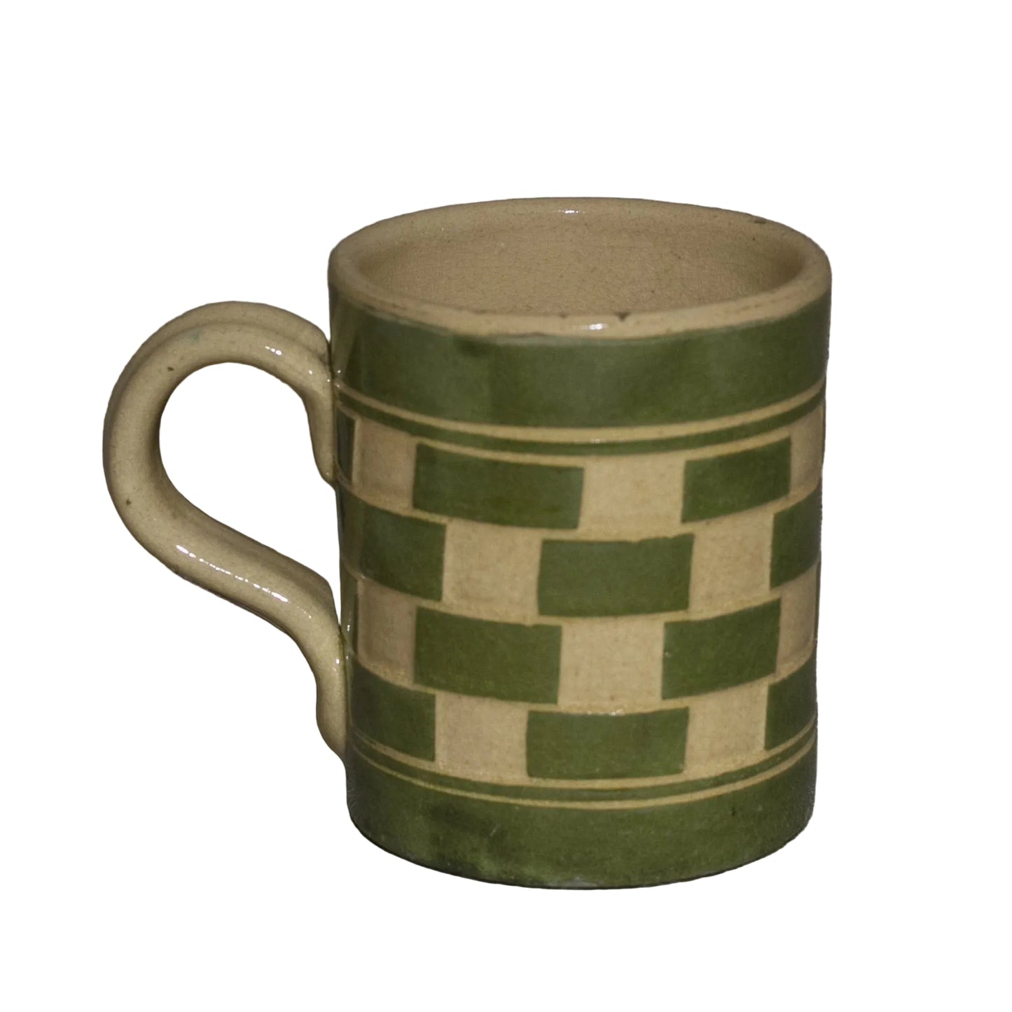 Antique Mocha Ware Checkerboard Mugs – Early 19th Century English Mochaware