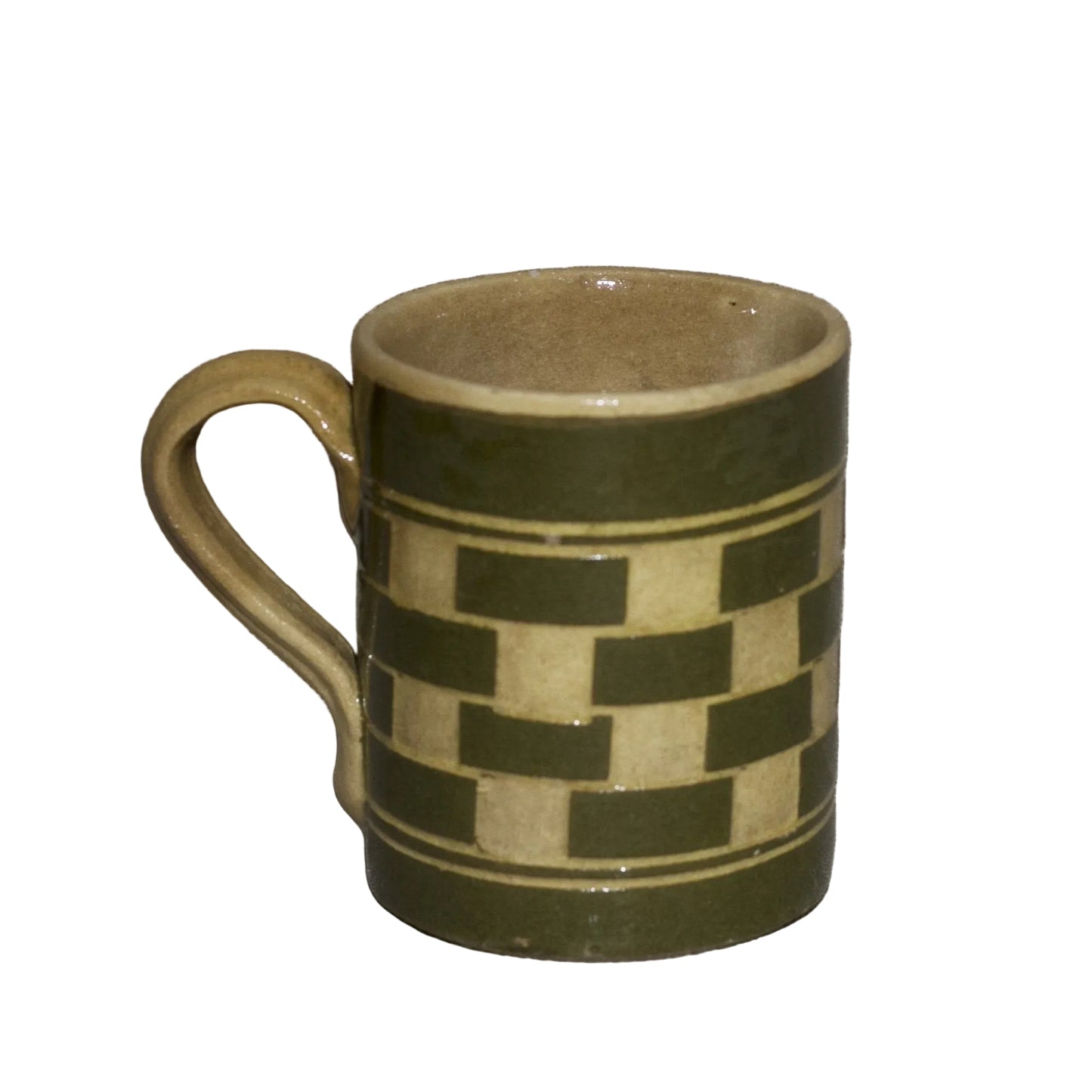Antique Mocha Ware Checkerboard Mugs – Early 19th Century English Mochaware