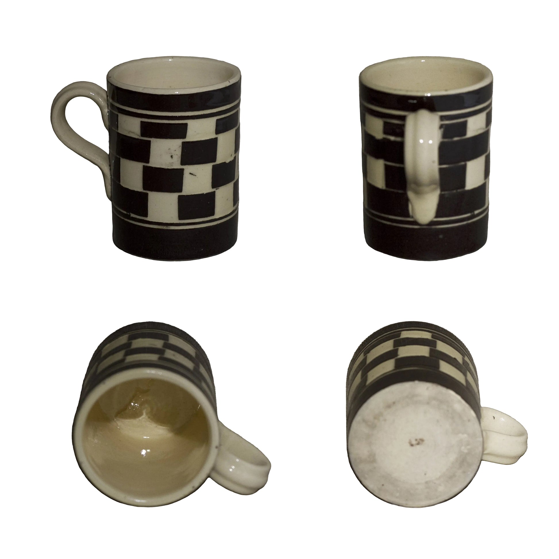 Mocha Ware Mug Deep Chocolate Ivory Checkerboard