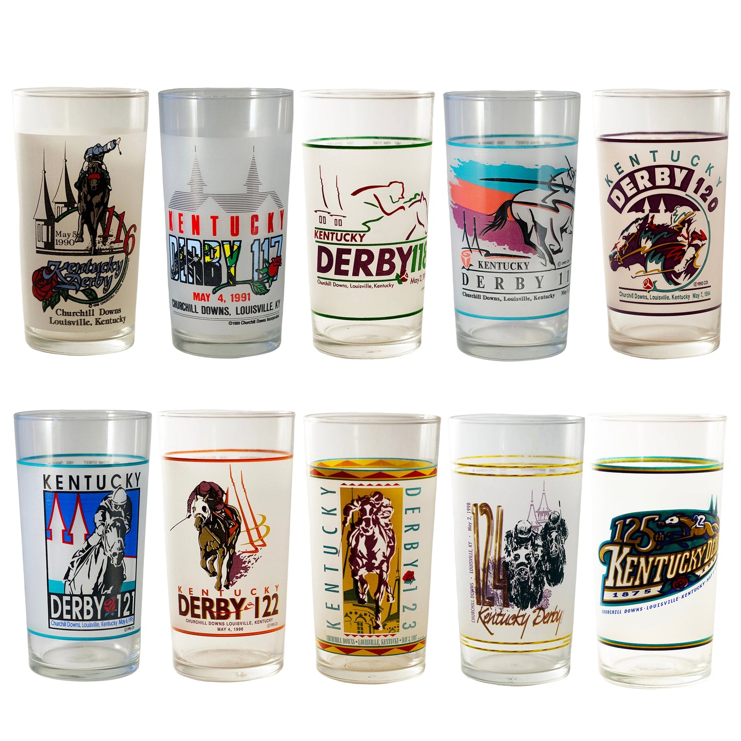 Verres à Mint Julep du Kentucky Derby | 1990 - 1999 | Commémoratif de Churchill Downs
