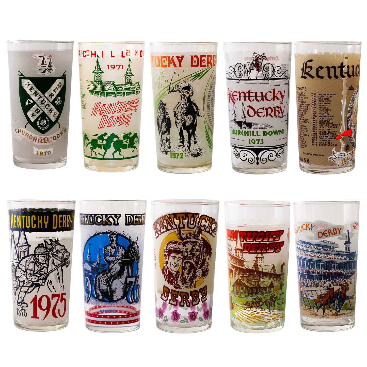 Verres à Menthe Julep du Kentucky Derby | 1970 - 1979 | Verrerie Commémorative de Churchill Downs