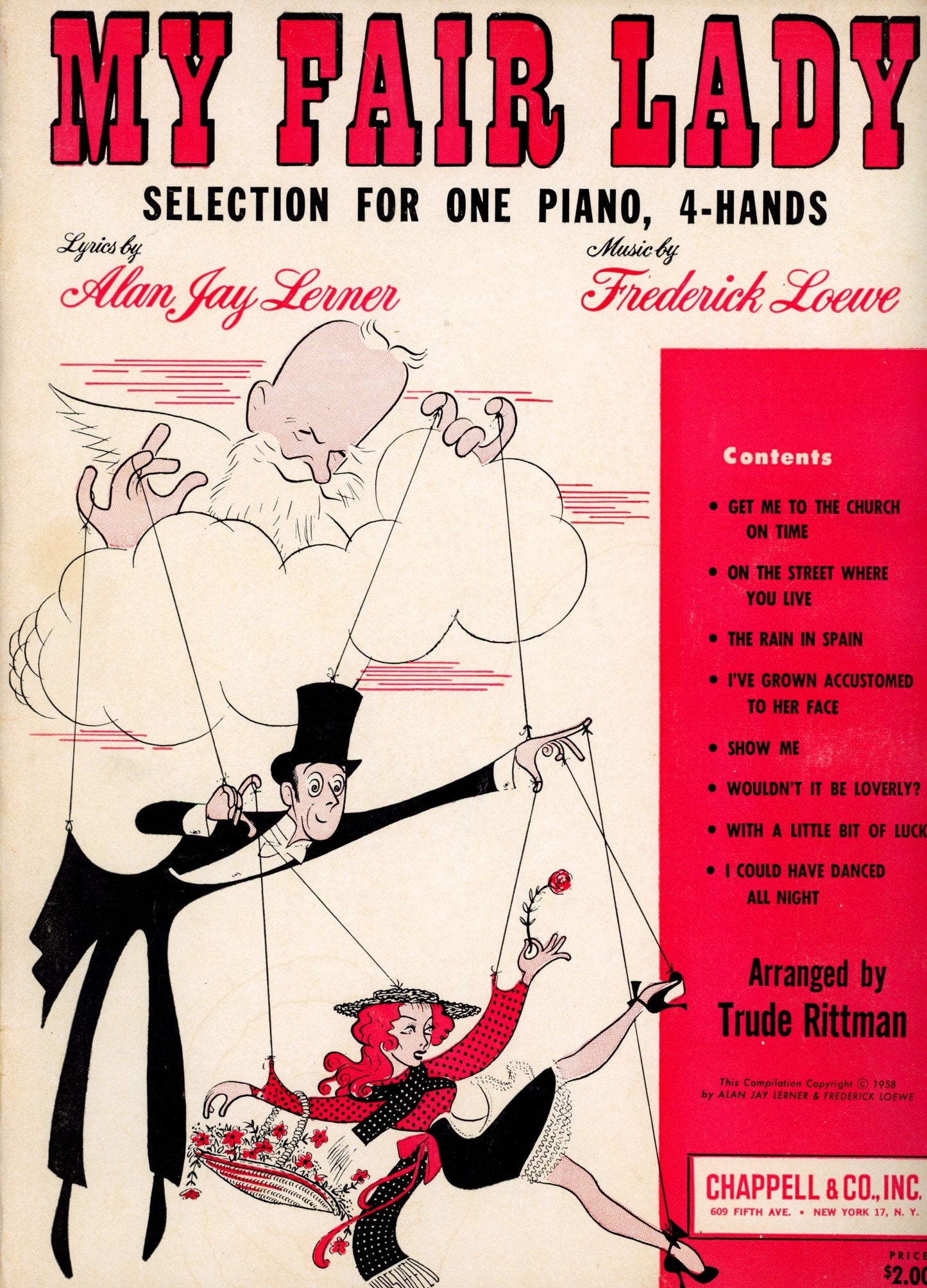 MY FAIR LADY Selection for One Piano Sheet Music ©1958