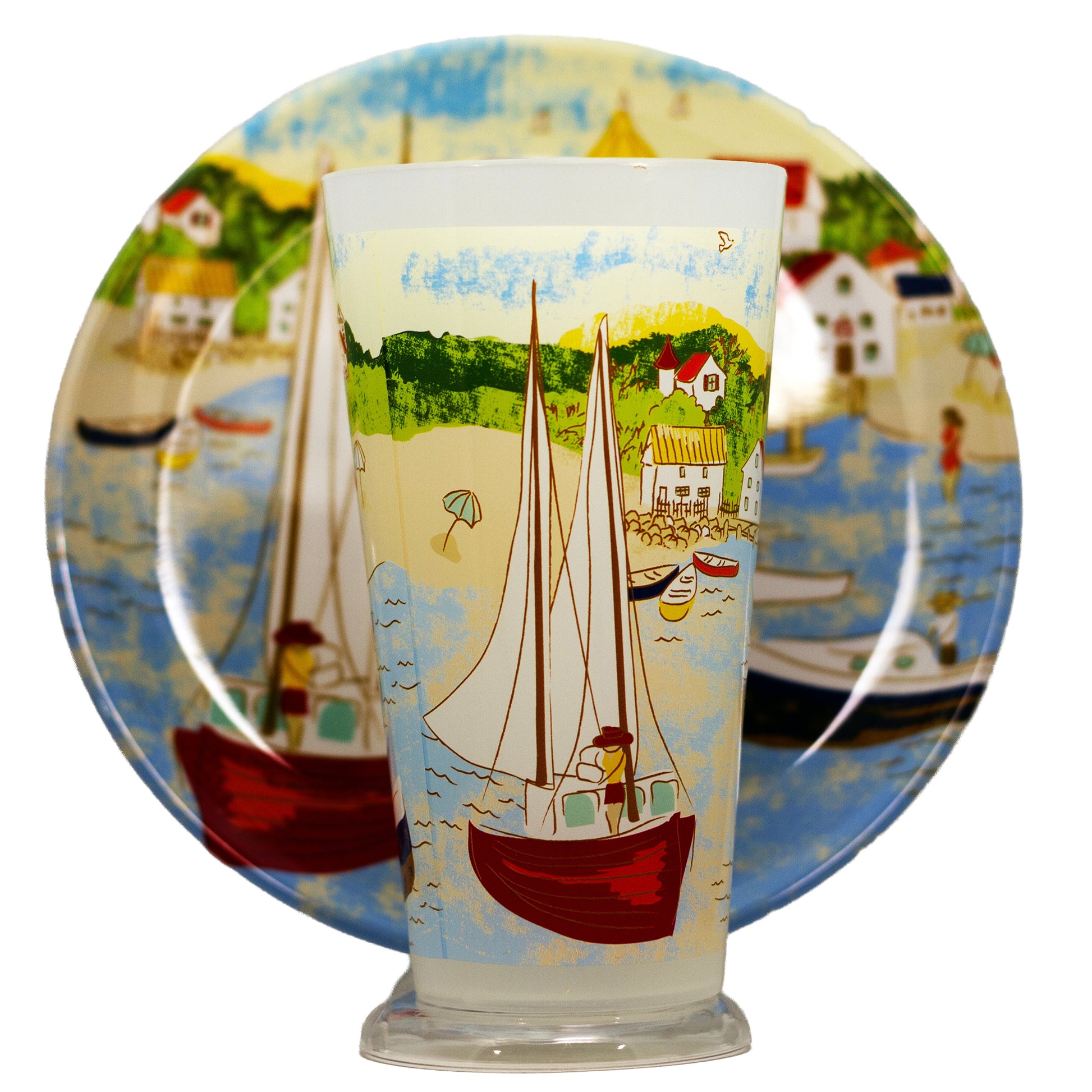 Summer Living Nantucket Luncheon Set | Melamine Plates & Tumblers (1)