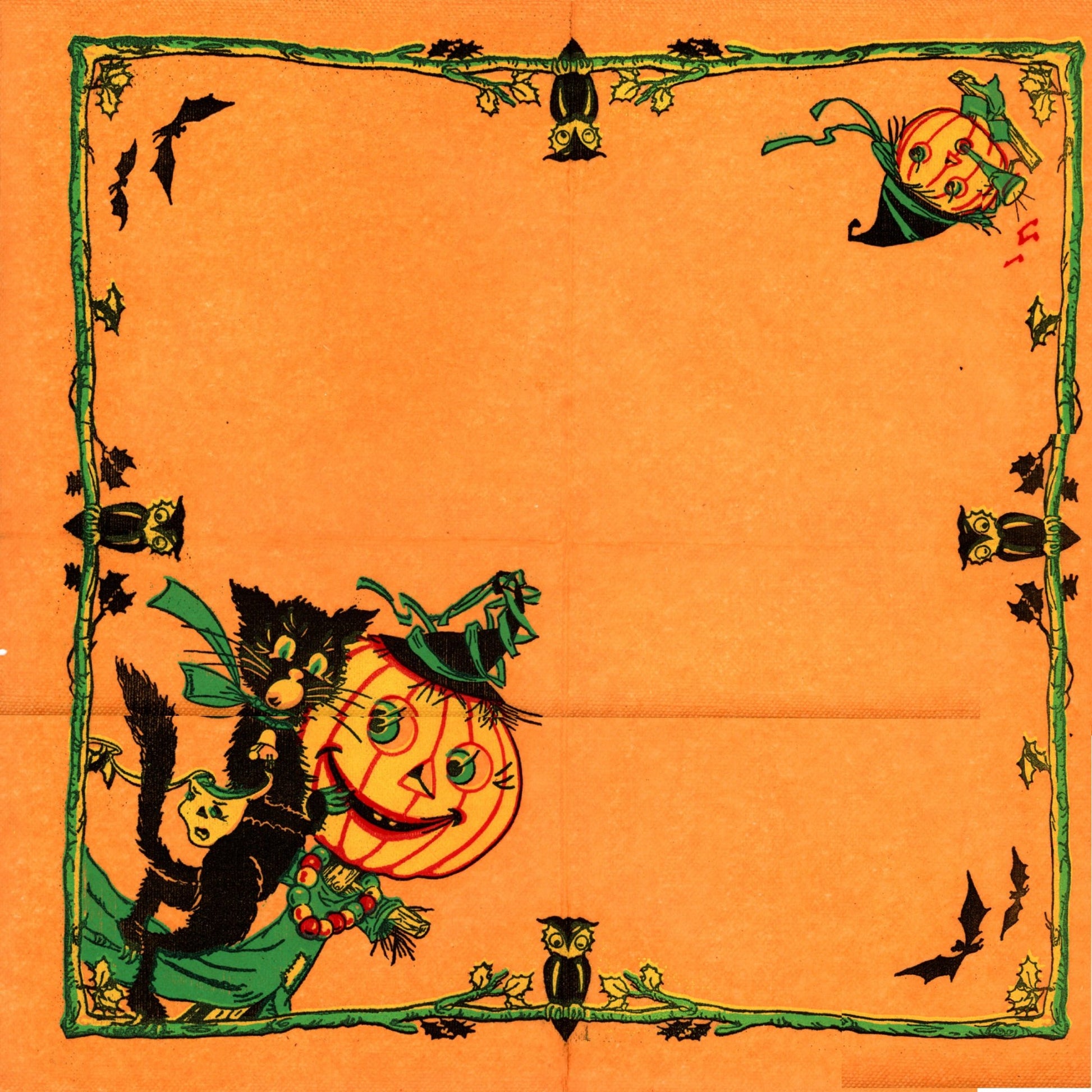 Mid-Century HALLOWEEN CREPE PAPER LUNCHEON NAPKINS (Set of 24)