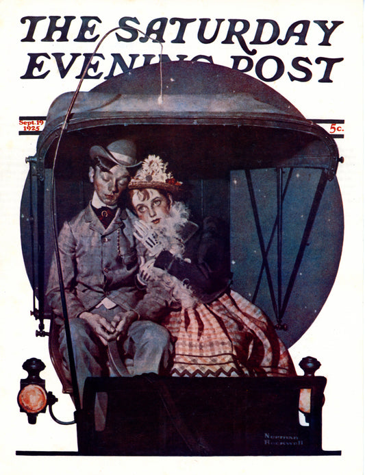 Reproduction Print of Norman Rockwell’s MOONLIGHT BUGGY RIDE Saturday Evening Post Cover