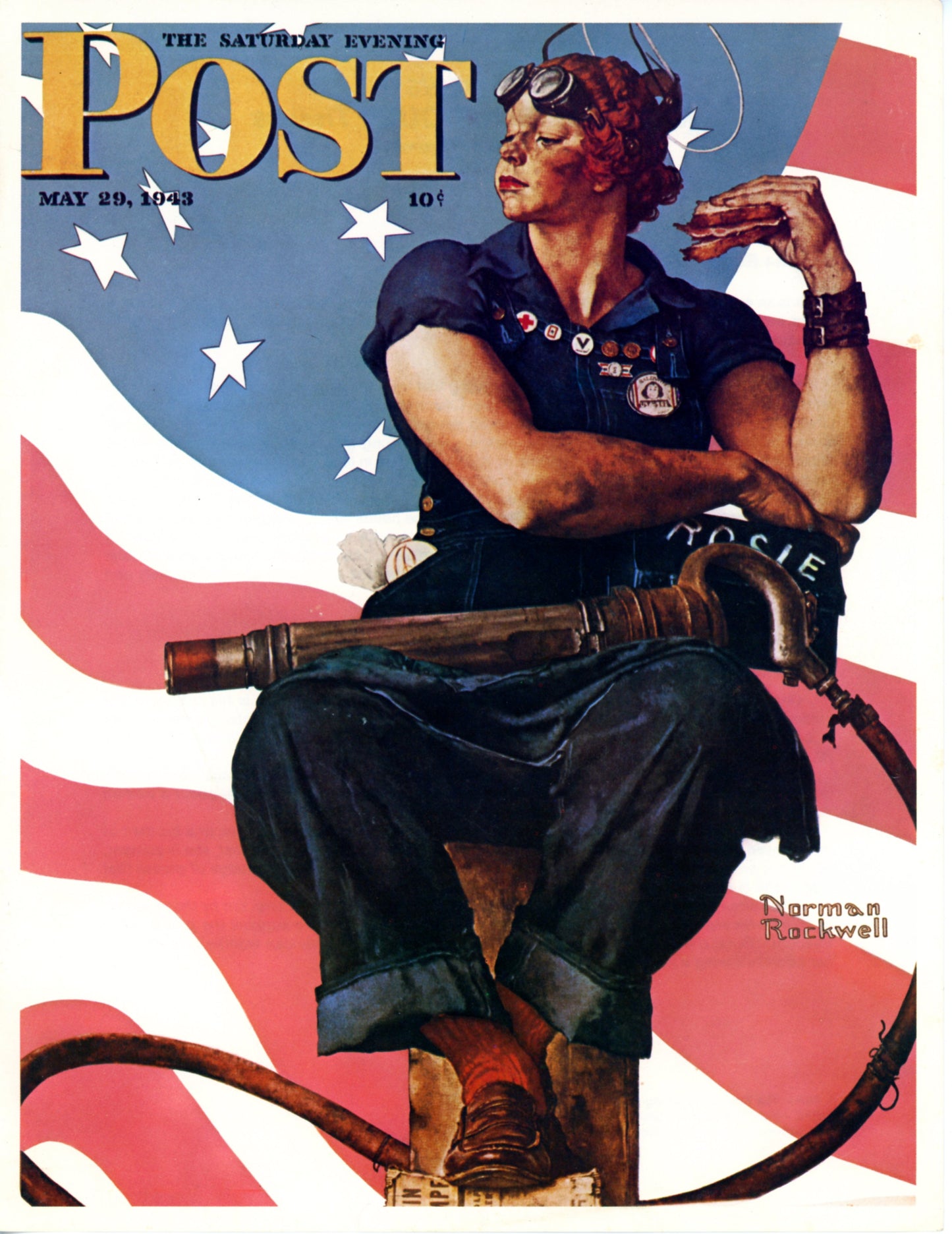 Reproduction Print of Norman Rockwell’s ROSIE THE RIVETER Saturday Evening Post Cover