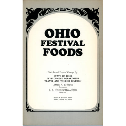 1968 Ohio Festival Foods cookbook with Midwestern recipes, festival traditions, and bold 60s design. Vintage regional cooking ephemera. Title Page