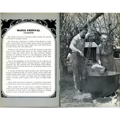 1968 Ohio Festival Foods cookbook with Midwestern recipes, festival traditions, and bold 60s design. Vintage regional cooking ephemera. Maple Festival