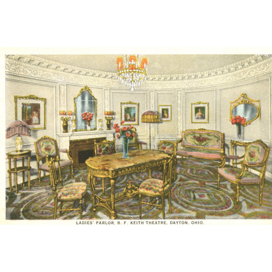 Salon des dames, Théâtre B. F. Keith, Dayton, Ohio – Vue intérieure lithographiée sur papier (vers 1922 - 1928)