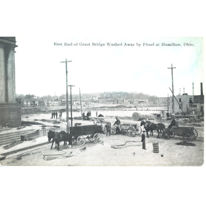Ohio Hamilton 1913 Flood Ruins East End of Great Bridge Washed Away (Feicke-Desch Printing)