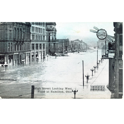 Ohio Hamilton 1913 Flood Ruins High Street Looking West Mathes-Sohngen Sign (Feicke-Desch Printing)