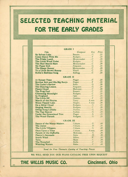 ON THE MAGIC LAKE Arpeggio Waltz Vintage Sheet Music by Caroline H. Crawford ©1931