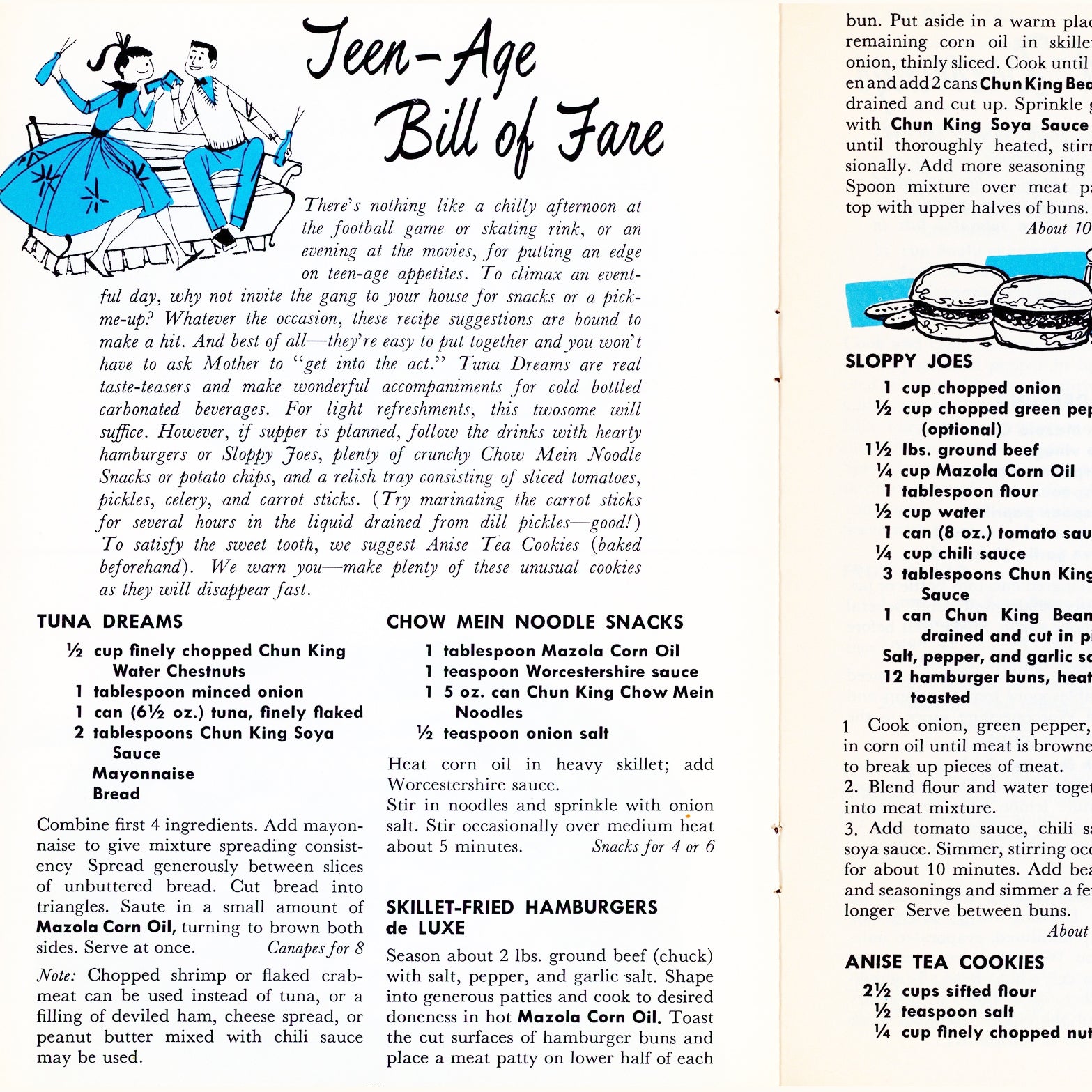 American Oriental Cookery (1962) Chun King & Mazola Recipe Booklet Recipes for Teens