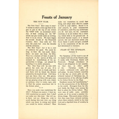 Antique Catholic Parish Monthly dated January 1911 with donor lists, school records, and local history from St. Gabriel’s Church, Glendale Ohio. Feasts of January narratives