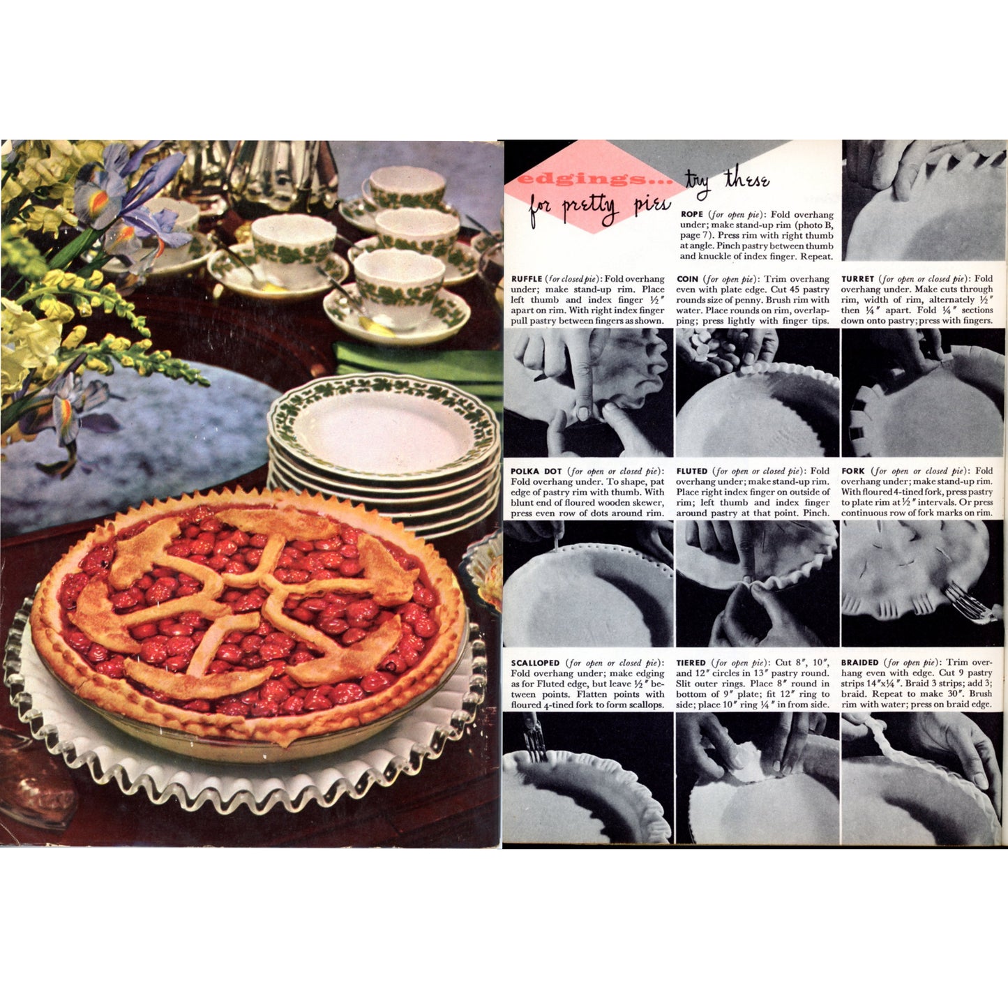 Good Housekeeping 1958 Recipe Booklets Pie Book - Edge a Pie Crust