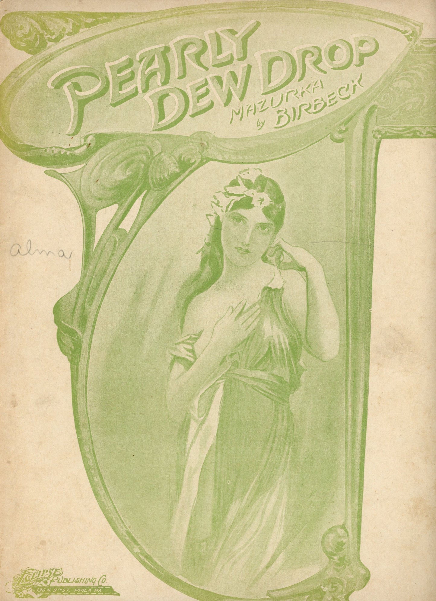PEARLY DEWDROP Mazurka de Salon Sheet Music ©1897 by S. McIntyre Birbeck