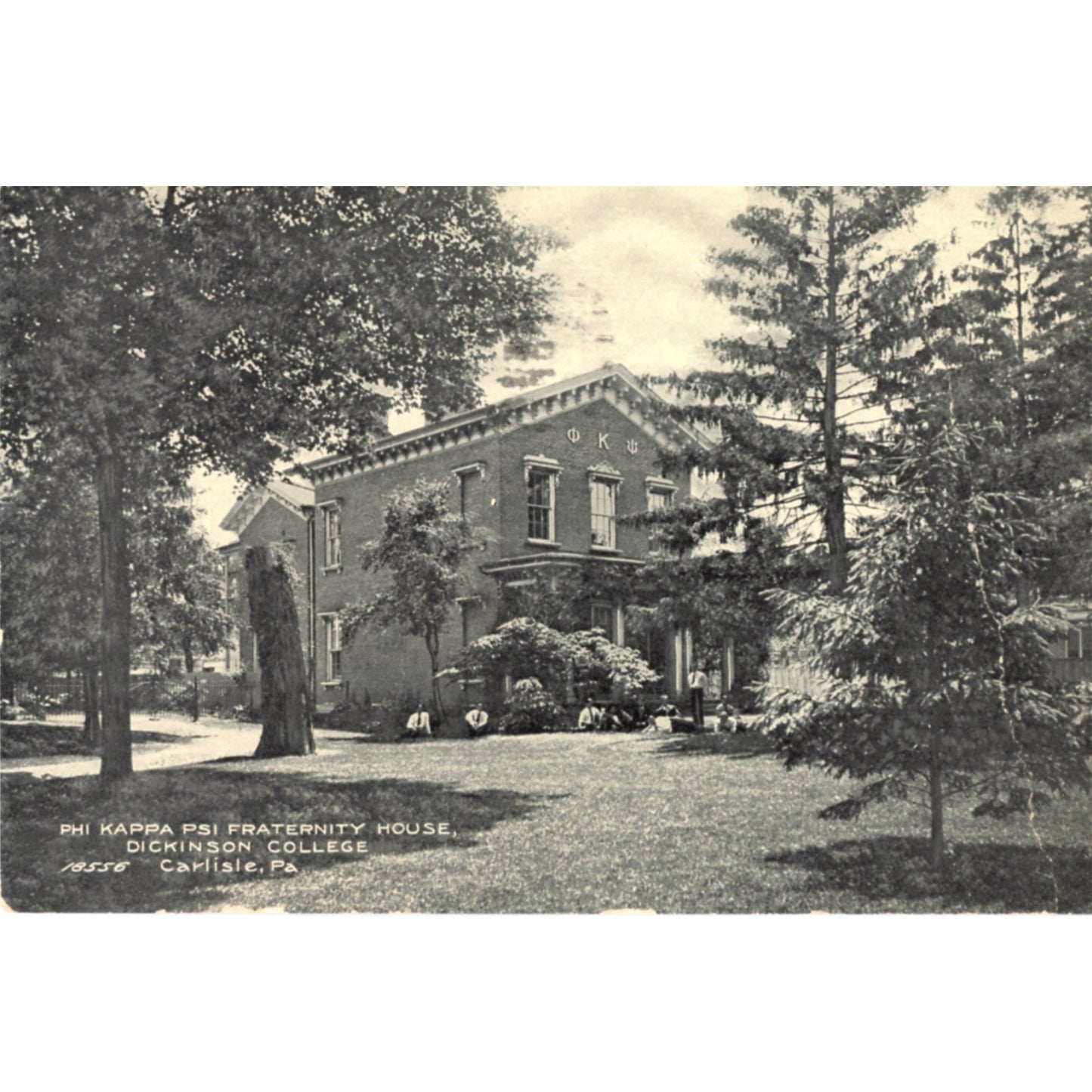 Phi Kappa PSI Fraternity House Dickinson College Carlisle Pennsylvania Antique Real Photo Postcard Circa 1923