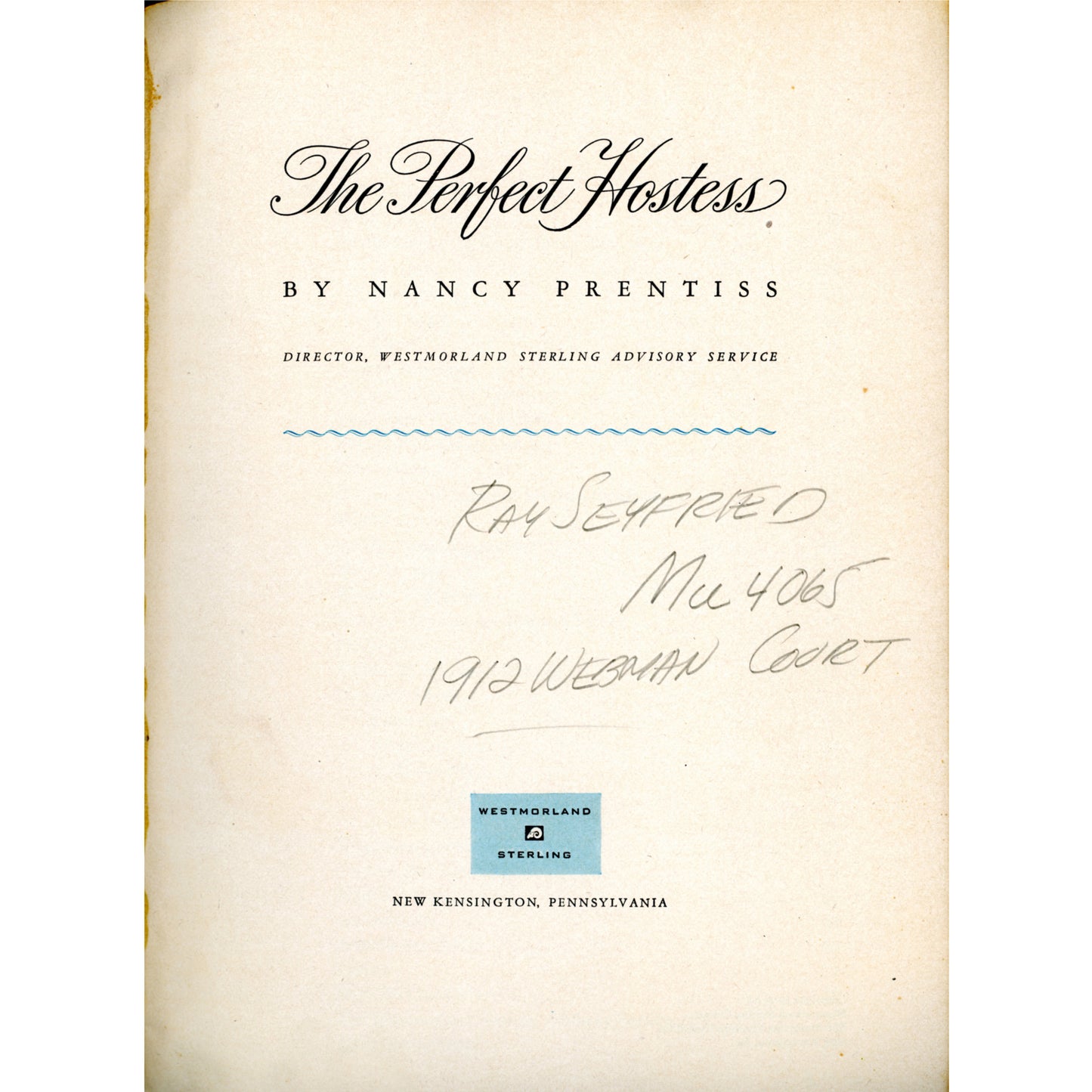 The Perfect Hostess 1946 Westmorland Sterling Booklet Title Page