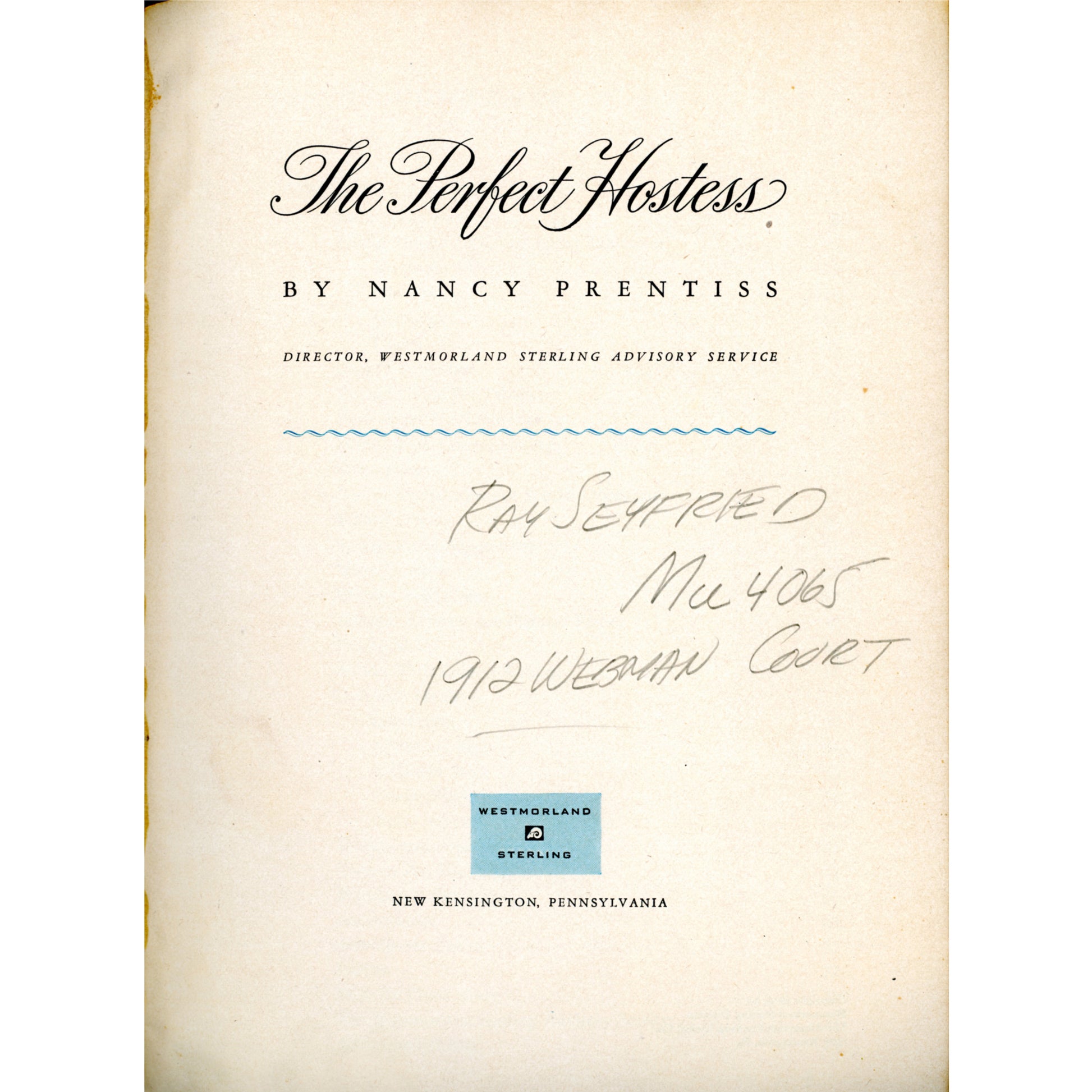 The Perfect Hostess 1946 Westmorland Sterling Booklet Title Page