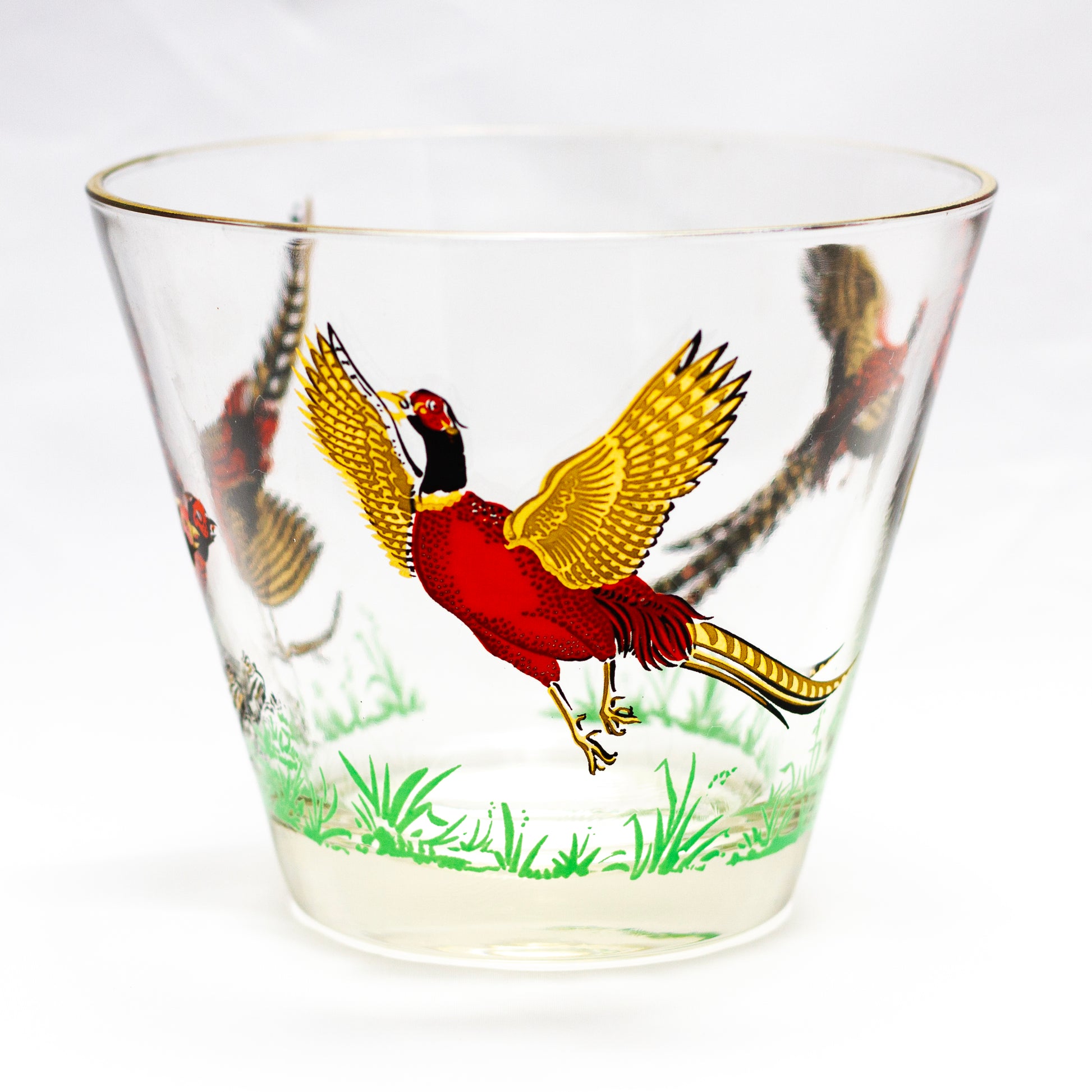 Hazel-Atlas Vintage Pheasants Barware Ice Bucket