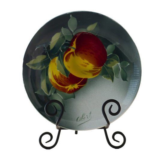 Antique French Faience Apple Plate by K & G Lunéville, Signed Obert, c. 1900 (8½″) Green Front