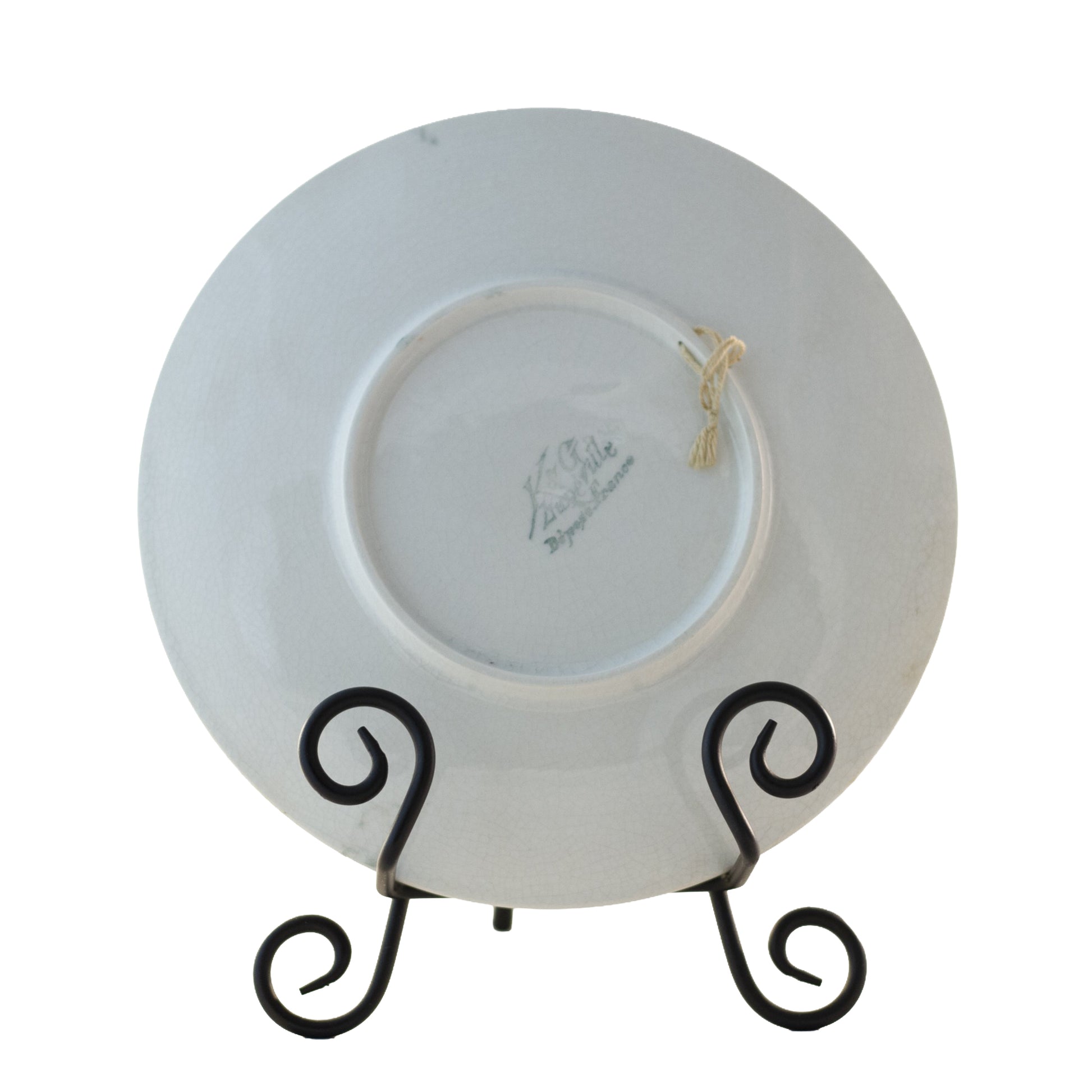 Antique French Faience Apple Plate by K & G Lunéville, Signed Obert, c. 1900 (8½″) Green Backstamp