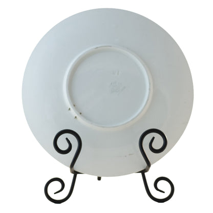 Assiette ancienne en faïence française K & G Lunéville décor raisins, signée Obert, vers 1900 (21,5 cm)