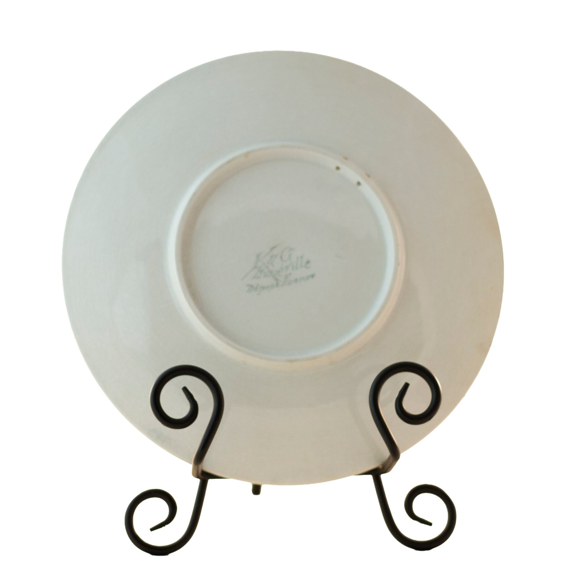 Antique French Faïence Peaches Plate by K & G Lunéville, Signed Obert, c.1900 (8½”) Deep apricot background Back