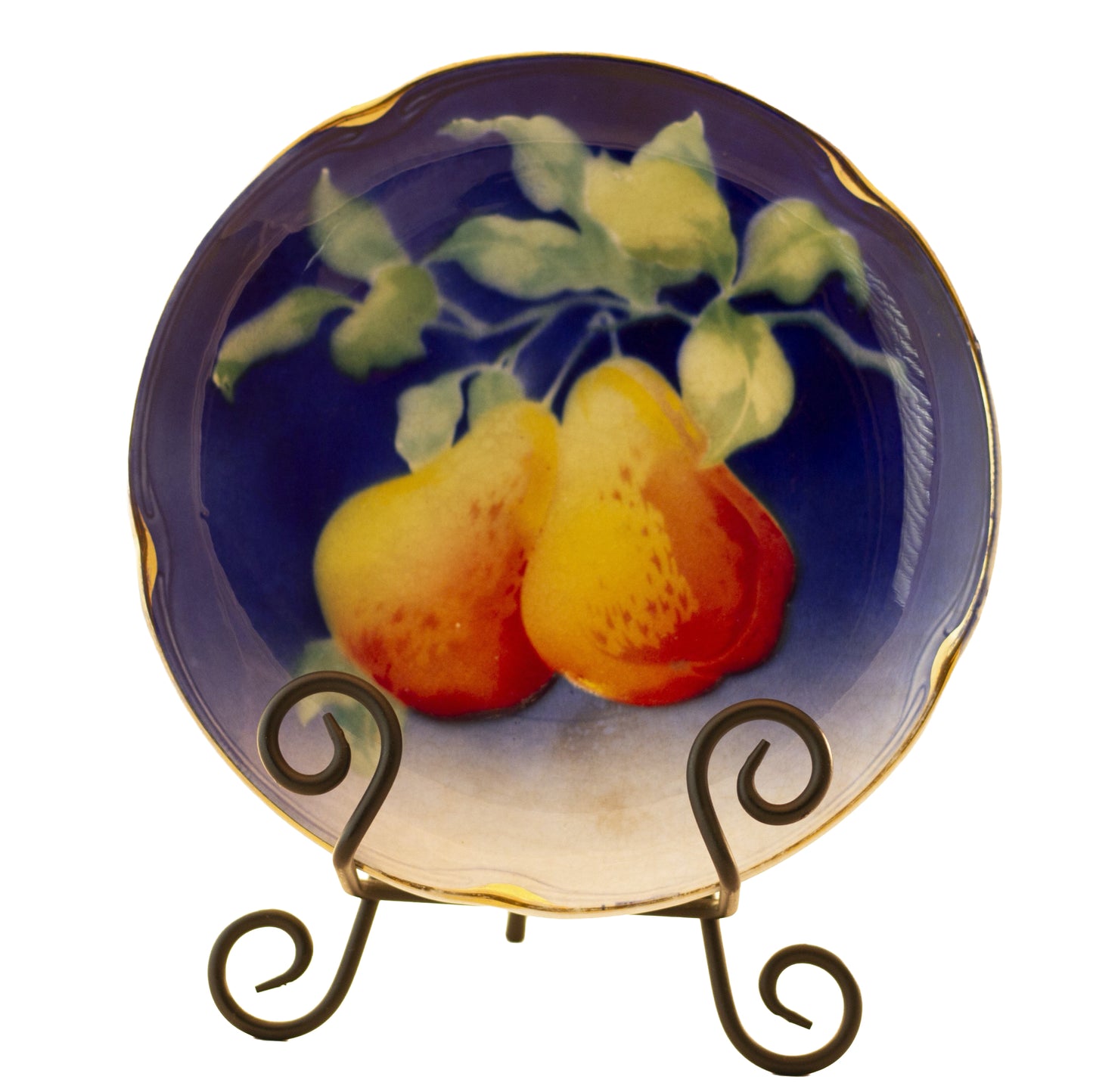 Antique French Faïence Pear Plates by K & G Lunéville (Obert) | 8½” Fruit Plates, c. 1890–1900