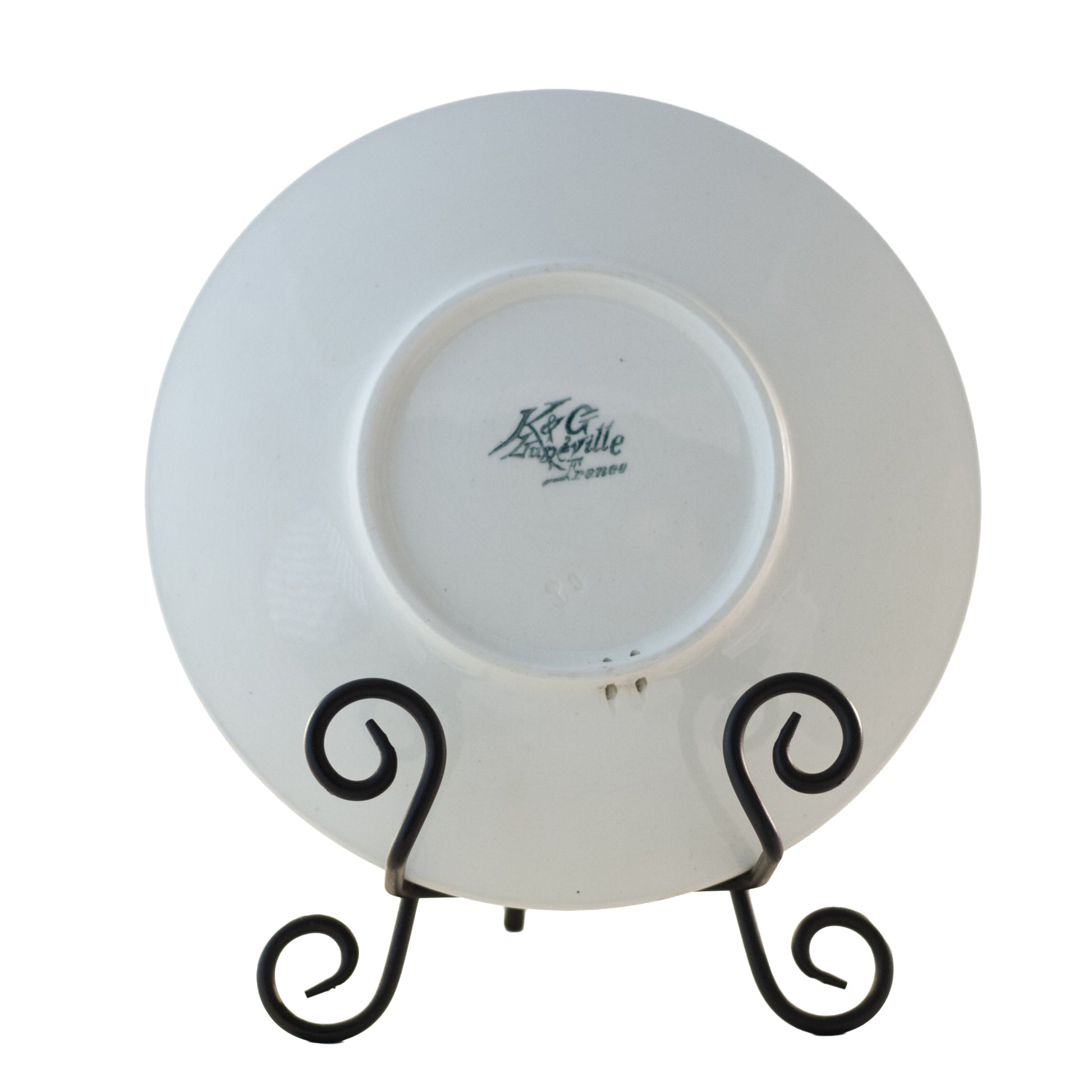 Antique French Faience Plum Plate by K & G Lunéville, Signed Obert, c.1900 (8½”) Light Tan Back