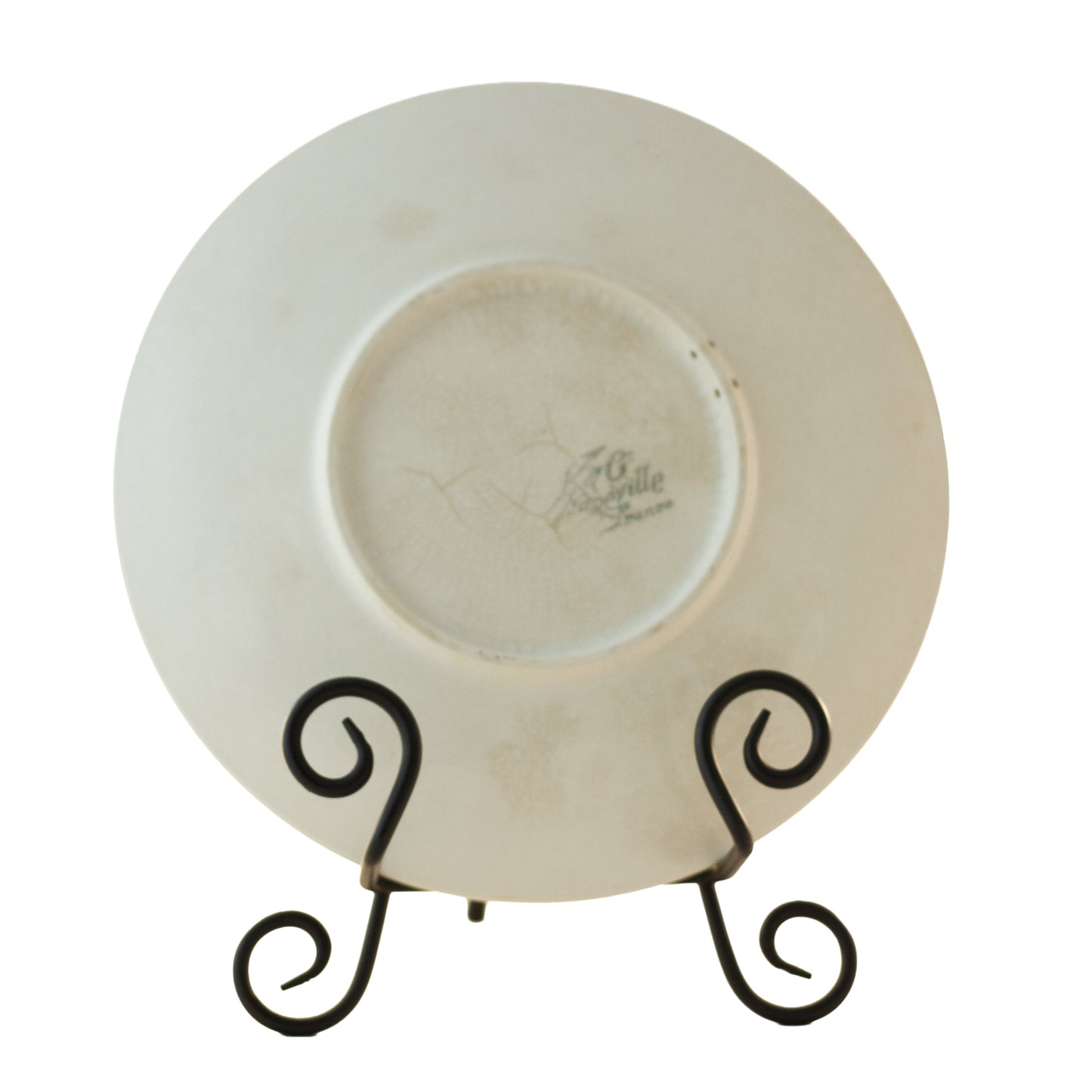 Antique French Faience Apple Plate by K & G Lunéville, Signed Obert, c. 1900 (8½″) Mauve Backstamp