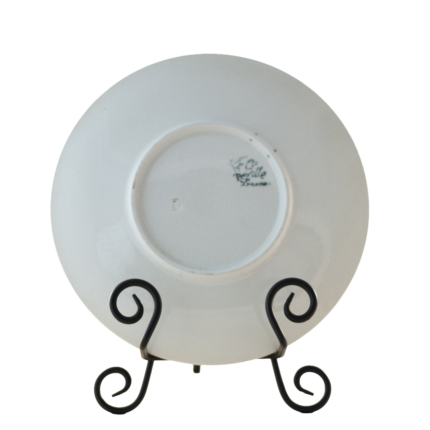 Antique French Faïence Peaches Plate by K & G Lunéville, Signed Obert, c.1900 (8½”) Deep mauve background Mark