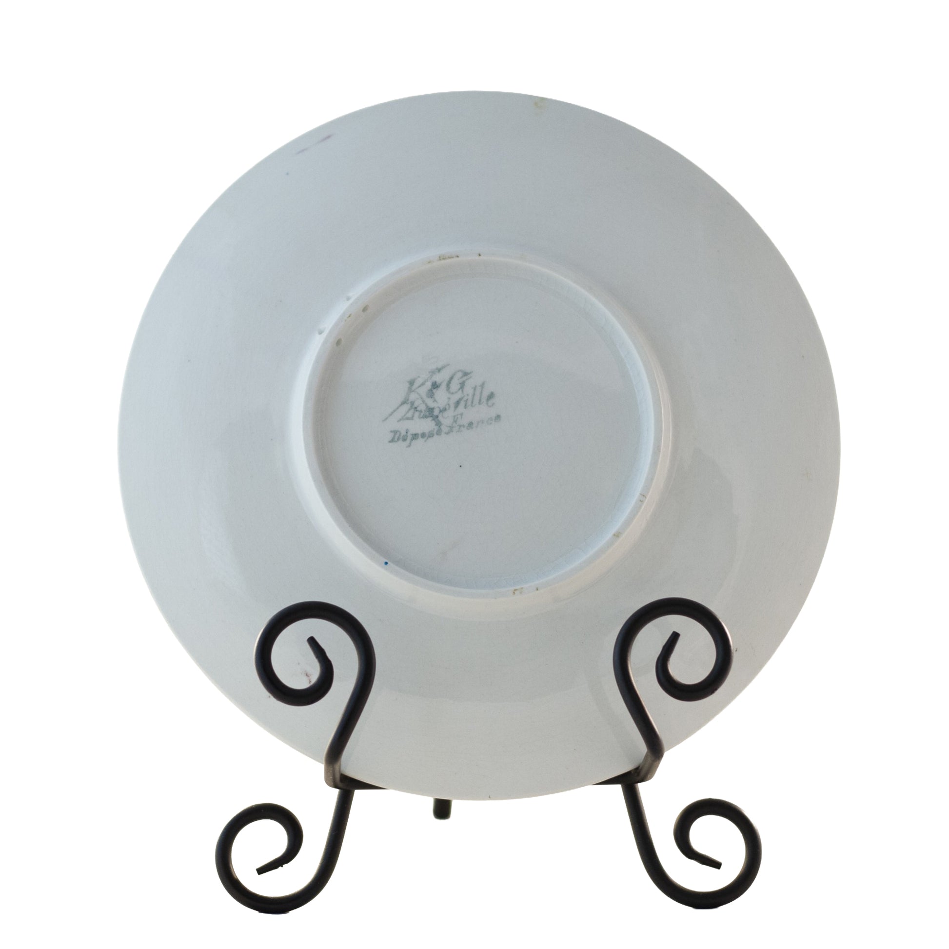 Antique French Faience Plum Plate by K & G Lunéville, Signed Obert, c.1900 (8½”) Darker Tan Mark