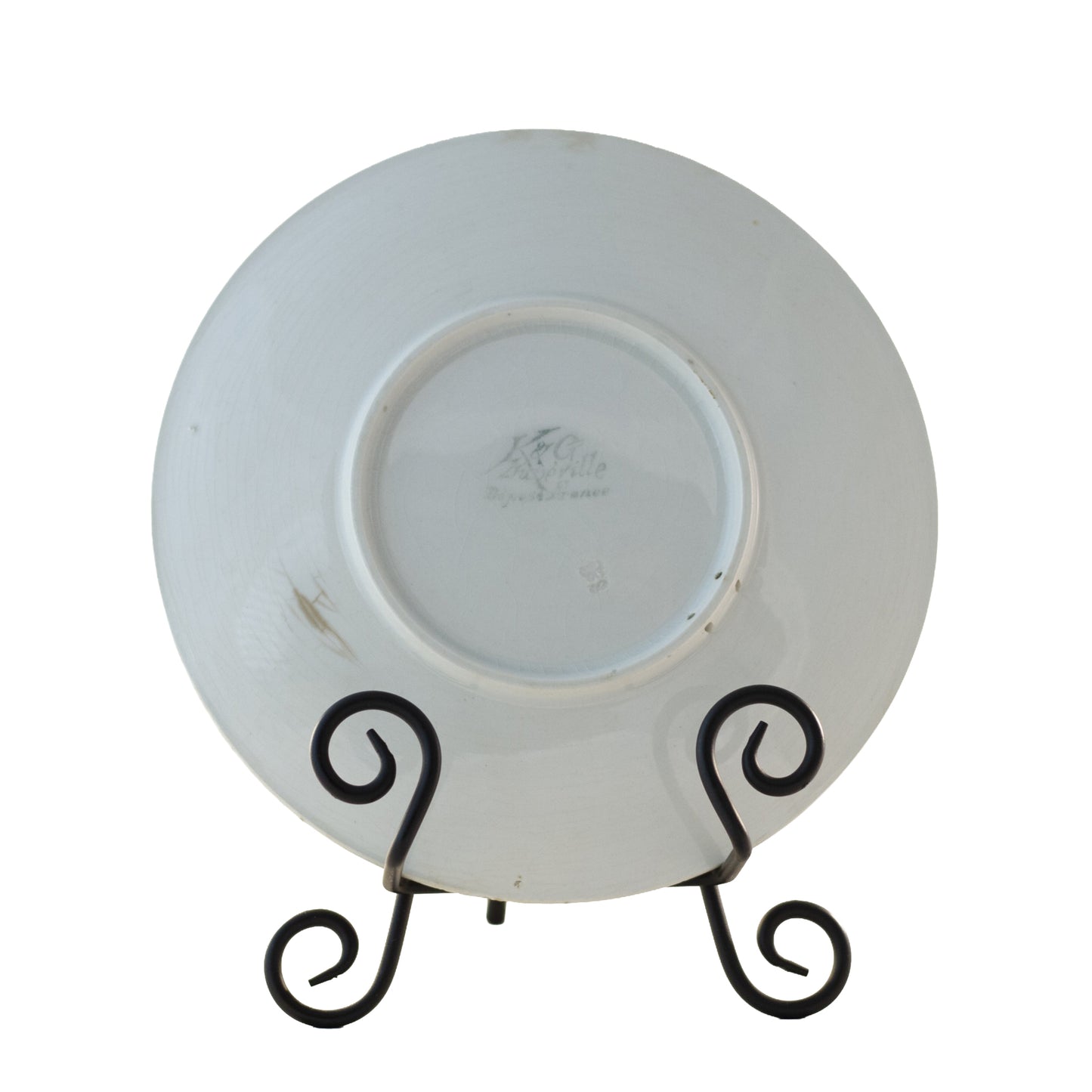 Antique French Faience Apple Plate by K & G Lunéville, Signed Obert, c. 1900 (8½″) Apricot Brown Backstamp